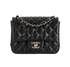 Mini Classic Square Single Flap, &pound;2,600, Handbags, Black, Lambskin Leather, Front view